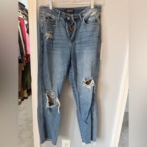 Judy Blue Light Blue Distressed Boyfriend Jeans